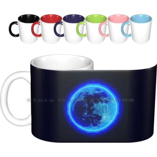 Ceramic Mugs Coffee Cups Milk Tea Mug Night Space Sun Galaxy The Luna Earth Mond Wolf Clouds Star In Cloud Creative Trending