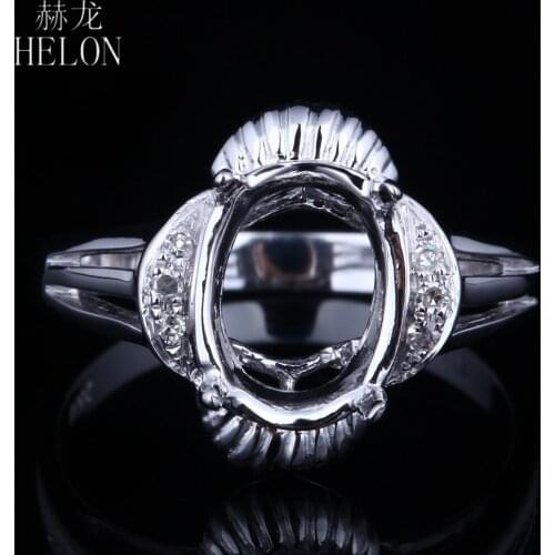 HELON Solid 10K White Gold Moissanite Ring VVS/DEF Test Positive Moissanite Diamond Semi Mount Wedding Ring Women Fine Jewelry