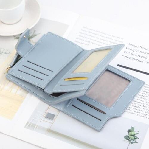 Wallet Zipper Photo Holder Solid Color Blocking Luxury Quality Card Holder Organizer for Women Credit Card Bag Girls Coin Purse