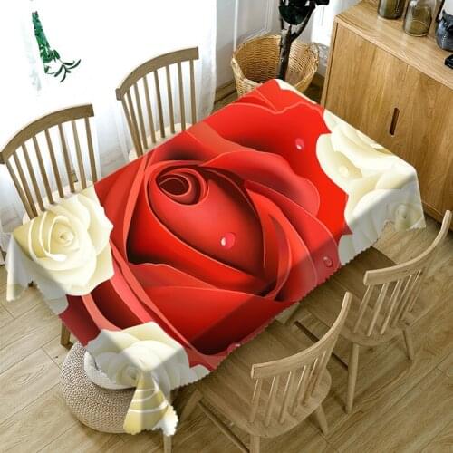 Red rose Tablecloth Waterproof party Picnic 3D Coffee Table cloth rectangular wedding Round Cabinet cover Customized Pillowcase