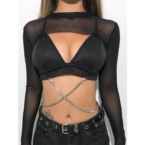 Women Front Hollow Out Long Sleeve Crop Tops 2020 Autumn Ribbed Lace Up Bodycon Basic T-shirt Party Club Sexy Tops