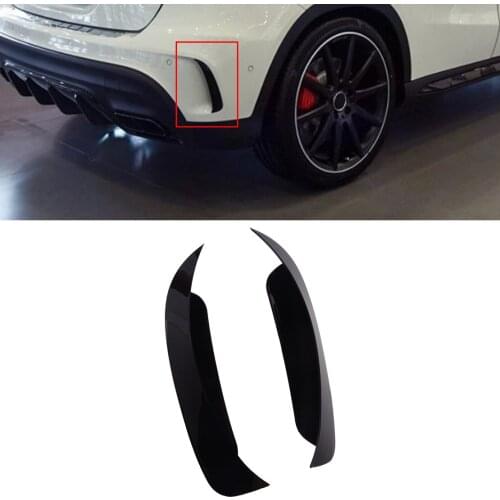 CITALL 2pcs Black Car Rear Bumper Spoiler Canards Side Air Vent Cover Trim Fit For Mercedes Benz GLA 250 GLA 45 AMG 2018