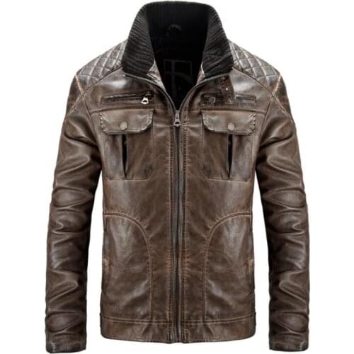 Stand collar mens leather jacket slim motorcycle coat men jackets autumn clothes personalized jaqueta de couro street fashion