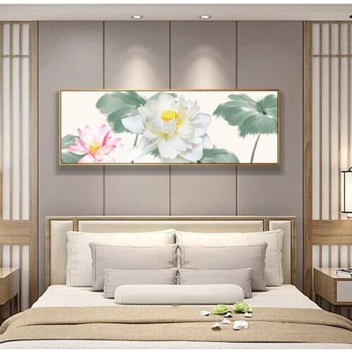 EECAMAIL DIY Diamond Painting Simple Modern Bedroom Bedside Elegant Lotus Full Diamond Cross Stitch Living Room Diamond Embroidr