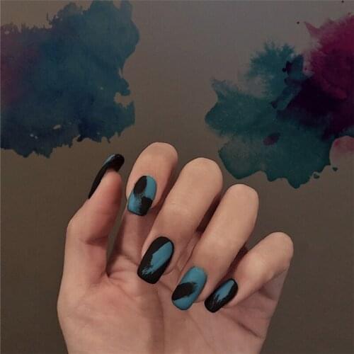 Oil painting style Matte ins hit pure color false nails 24pcs Bride full nail tips middle-long size lady fake nails