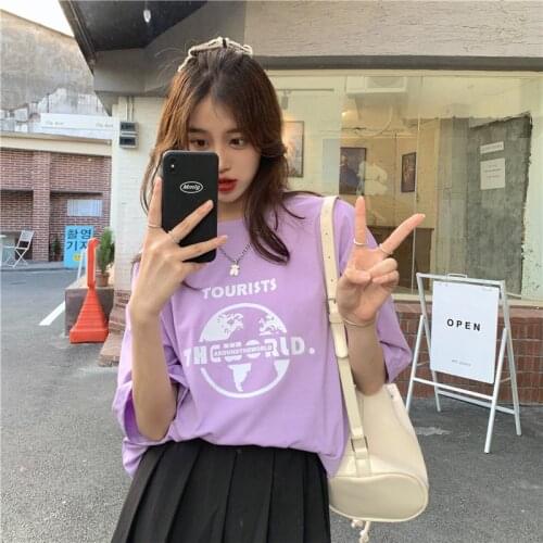 2021 Summer New Short-Sleeved T-Shirt Female Korean Version Of The Loose Net Mid-Length Top Trendy All-Match