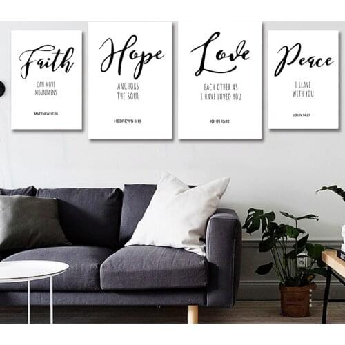 Bible Verse Nordic Poster Wall Art Faith Hope Peace Love Prints Canvas Painting Home Decor Living Room Bedroom Mural(NO FRAME)