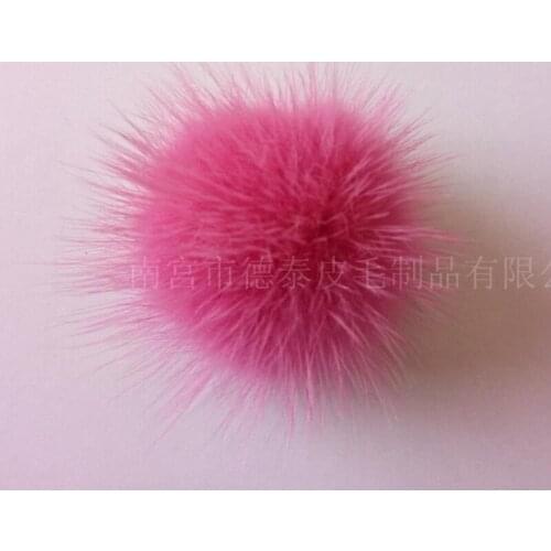 5pcs/lot Wholesale price 100% Real Mink Fur Ball DIY 4cm Genuine Fur Pompom For Women Winter Keychain Beanies Hat TKF011-rose