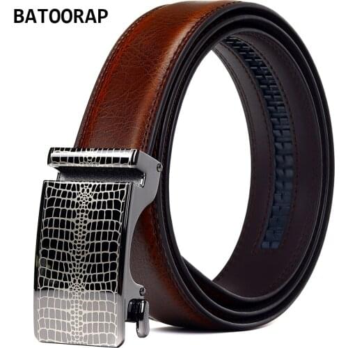 BATOORAP Luxury Brand Mens Belt Genuine Leather Automatic Buckle Vintage Brown Cowhide Man Trouser Belt Strap Z93P01