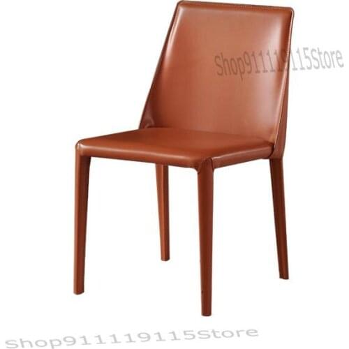 Saddle Leather Dining Chair Northern Europe Simple Modern Study Minimalist Restaurant Simple Net Red Industrial Chair Stool