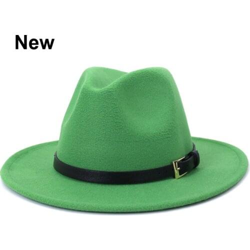 2021 Women Top Fedora Fashion Unisex Caps Solid Wide Brim Leather Belt Jazz Panama Church Party Vintage Hat