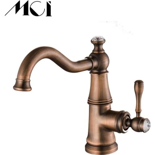 Basin Faucets Brass with Diamond kitchen Faucet Gold Mixer Tap Single Handle Hot & Cold Washbasin Tap Torneiras Banheiro Mci