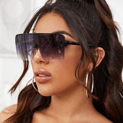 Red Black Oversized Square Sunglasses Men New 2021 One Piece Lens Big Frame Clear Lens Sun glasses For Women UV400 Silver