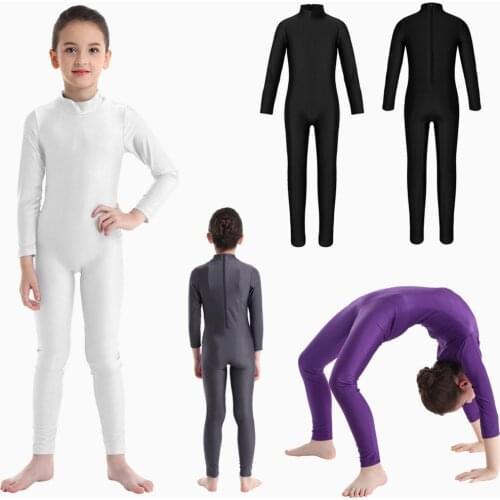 Girls Spandex Long Sleeve Mock Neck Leotard Ballet Gymnastics Leotards for Kids Childrens Leotards Dance Costumes Dancewear