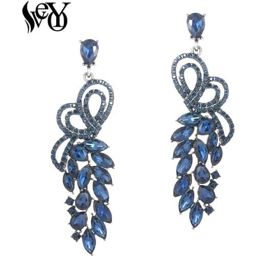 VEYO Butterfly shape Crystal Hollow out Dangle Earrings for Women Fashion Luxury Drop Earrings New Jewelry