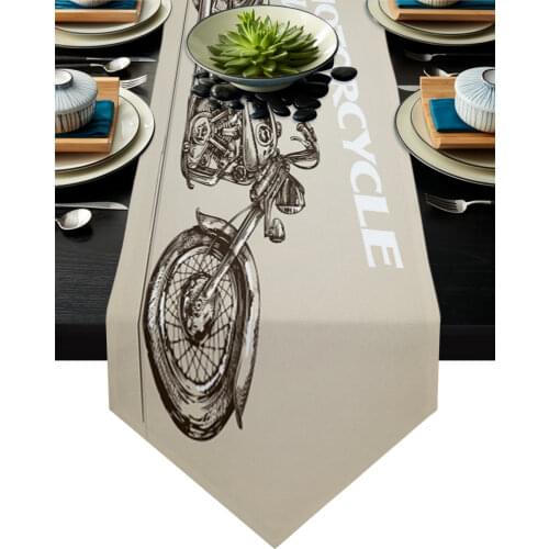 Vintage Motorcycle Table Runners Modern Home Kitchen Dining Tablecloths Wedding Party Table Decoration Table Runner