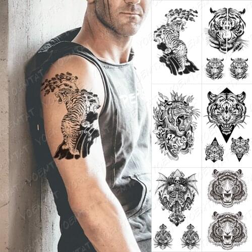 Waterproof Temporary Tattoo Sticker Yellow Eyed Owl Flash Tattoos Forest Wolf Tiger Dragon Body Art Arm Fake Tatoo Women Men