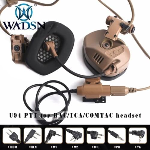 WADSN U94 Tactical PTT For RAC TMC COMTAC MSA TCA TRI Softair Headset Accessory Military Standard PTT Connect Radio Headphone