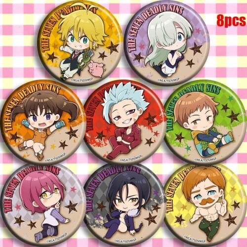 Japan Anime The Seven Deadly Sins Nanatsu no Taizai Cosplay Bedge Cartoon Collect Bag Badges For Backpack Button Brooch Pin 58mm