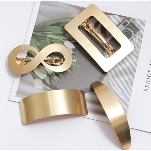 European and American Style Woman Metal Hair Clip Lazy Wind Geometry Hair clip Horsetail Clip Girls Hair Accessories