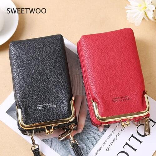 2021 ladies Korean fashion messenger bag mobile phone bag small bag vertical zipper wallet large capacity one-shoulder diagonal