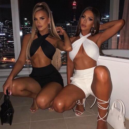 New 2021 Womens Top Harajuku Exotic Crop Top Sexy Sleeveless Backless Crossover Camisole Tops Fashion Summer Female Clothes