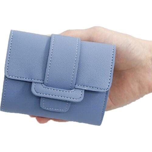 Womens Wallet Fashion Wild Candy Color Pumping Belt 3-Fold Short Wallet Multi-card Organizer