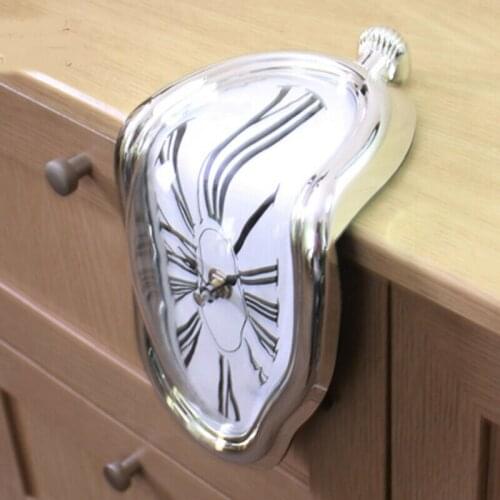 1PCS Creative Wall Clocks Decor Novel Surreal Desktop Melting Clock Silent Hanging Wall Roman Numerals