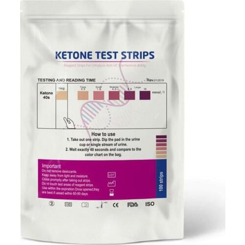 100pcs URS-1K Test Strips Ketone Reagent Testing Urine Anti-vc Urinalysis Home Ketosis Test Strips Analysis