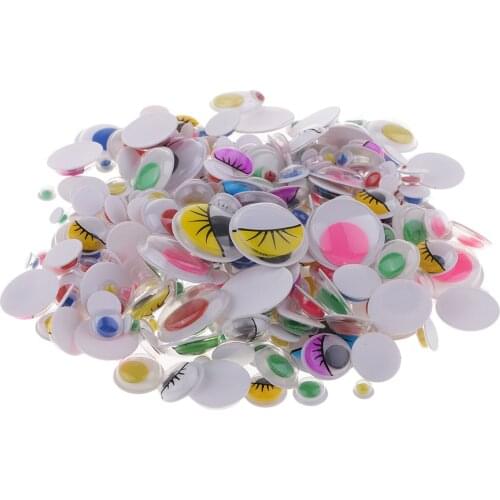 300pcs 6-35mm Colorful Plastic Wiggle Googly Eyes Self-Adhesive for DIY Dolls Kids Crafts Scrapbooking Card Making Accessories