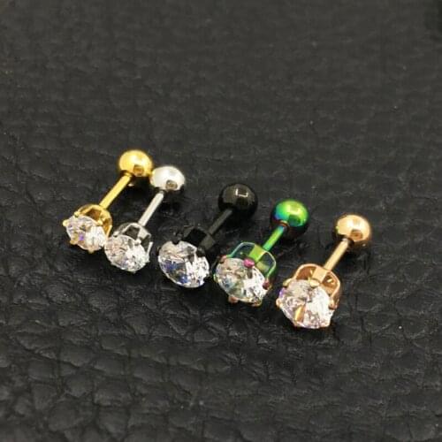 Alisouy 3/4/5/6mm female Colorful Zircon women stud earrings Simple crystal fashion Jewelry Earrings for girl best gift
