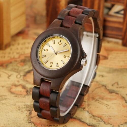 Women Wooden Watches Orologi da donna Luxury Yellow Dial Retro Wood Strap Female Timepieces Lady Quartz Wristwatches for Women