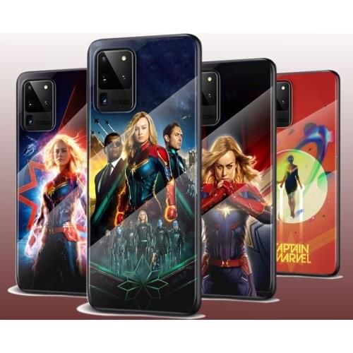 Tempered Glass Cover Hot Captain Marvel For Samsung Galaxy S20 FE S10e S10 S9 S8 Ultra Plus Lite Plus 5G Phone Case