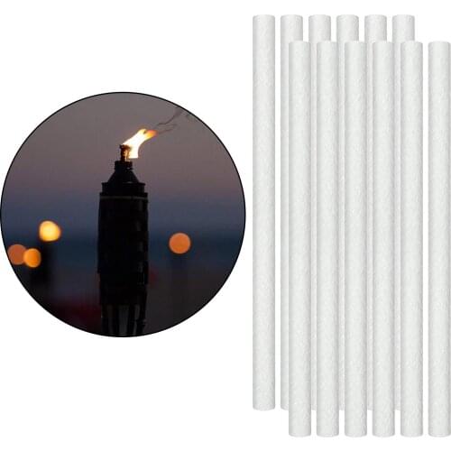 12Pcs Long Life Fiberglass Replacement Wicks for Outdoor Tiki Torches Patio Lighting Garden Lights Oil Lamps- 10Inch