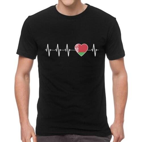 Belarusian Heartbeat I Love Belarus T Shirts Men Short Sleeve Cotton T-shirts Country Flag Heart Family Tee Streetwear Tshirts