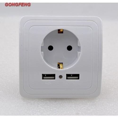 GONGFENG NEW 86 Type Wall Socket with Double USB German Standard European standard socket panel Special Wholesale Free Shipping
