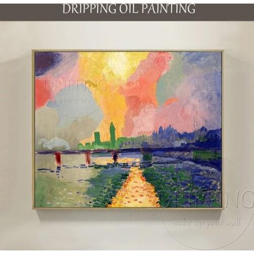 Artist Hand-painted High Quality Impressionist Landscape Charing Cross Bridge Oil Painting Handmade Special Bridge Oil Painting