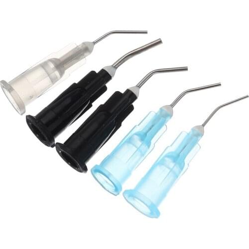 100pcs Irrigation Bent Needle Tips Dental Flow Sealant Etchant Composite Resin Acid Reagent Delievery Syringe Tips Equipment