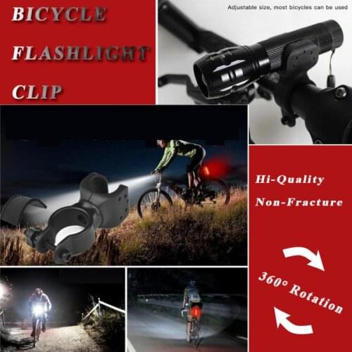 Non-Fracture Bicycle Front Light Clip Mount Bracket Flashlight Holder Cycling MTB Bike Light Torch 360Degree Rotation Hi-quality