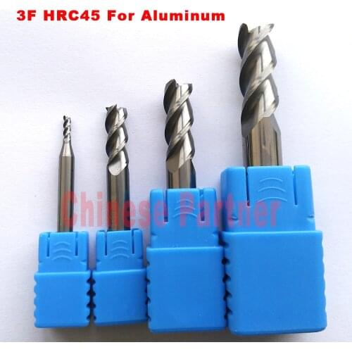 1mm/2mm/3mm/4mm/5mm/6mm/8mm/10mm/12mm hrc45 3Flute end mill for Aluminum milling cutter Tools Carbide CNC Endmill Router bits
