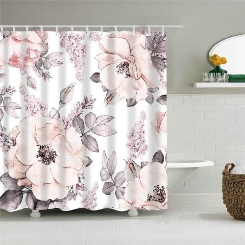 Colorful Trees Flower Palm Sunflower Bathroom Curtain Waterproof Polyester Shower Curtain Bath Curtain for Bathroom with Hooks