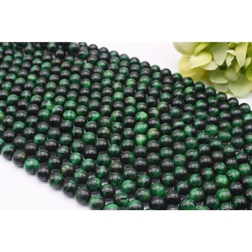 6-12mm Natural Smooth Fresh Green Tigers eye Round stone beads For DIY Bracelet Necklace Jewelry Making Strand 15"
