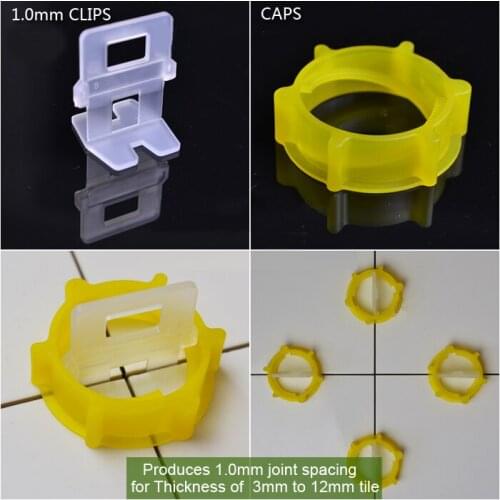 Tile leveling system cap and 1,0mm thickness flat bottom clip type for 3-12mm thickness tile home floor wall dec