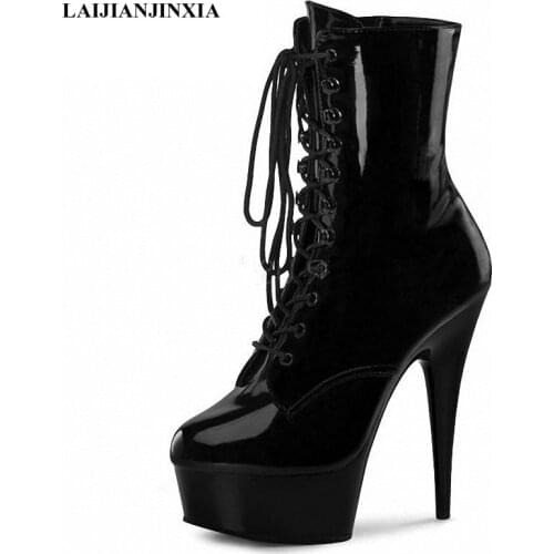 LAIJIANJINXIA New Fashion Womens Shoes 15cm High Heels Pole Dance Shoes Night Club Party Platform Ankle Boots Dancing Shoes