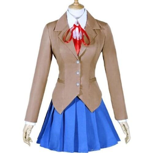 Fashion Doki Doki Literature Club Cosplay Costumes Sayori Yuri Natsuki Monika School Uniform A325