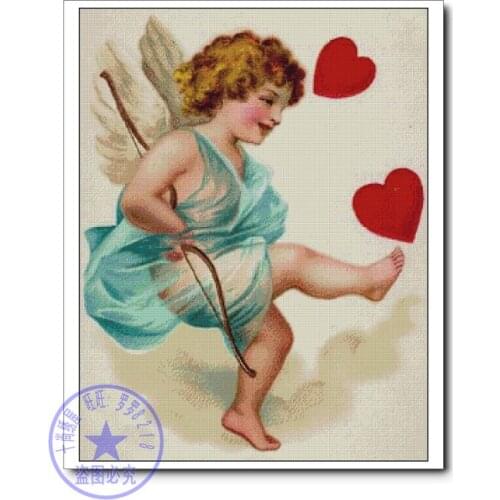 Top Quality Beautiful Lovely Counted Cross Stitch Kit Angel Cupid Love Arrow