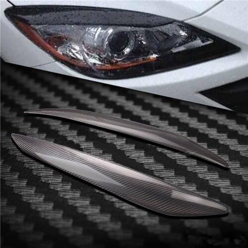 Carbon Fiber Headlight Cover Eyebrows Eyelid Trim Sticker For Mazda 3 2010-2013