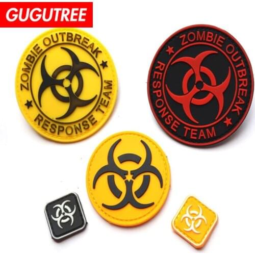 GUGUTREE embroidery pvc HOOK&LOOP patch response patches badges applique patches for clothing AD-196