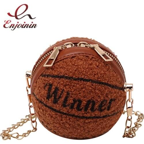 Novel Plush Tennis Design Mini Crossbody Bag Shoulder Chain Bag for Women Designer Bag Ladies Purses and Handbags Clutch Bag