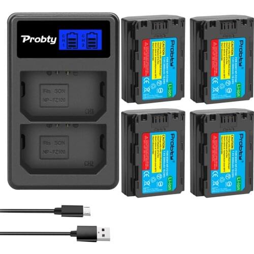 Original probty 2600mAh NP-FZ100 NP FZ100 NPFZ100 camera Batteries + LCD Dual Charger For Sony BC-QZ1 Alpha 9 Alpha 9R